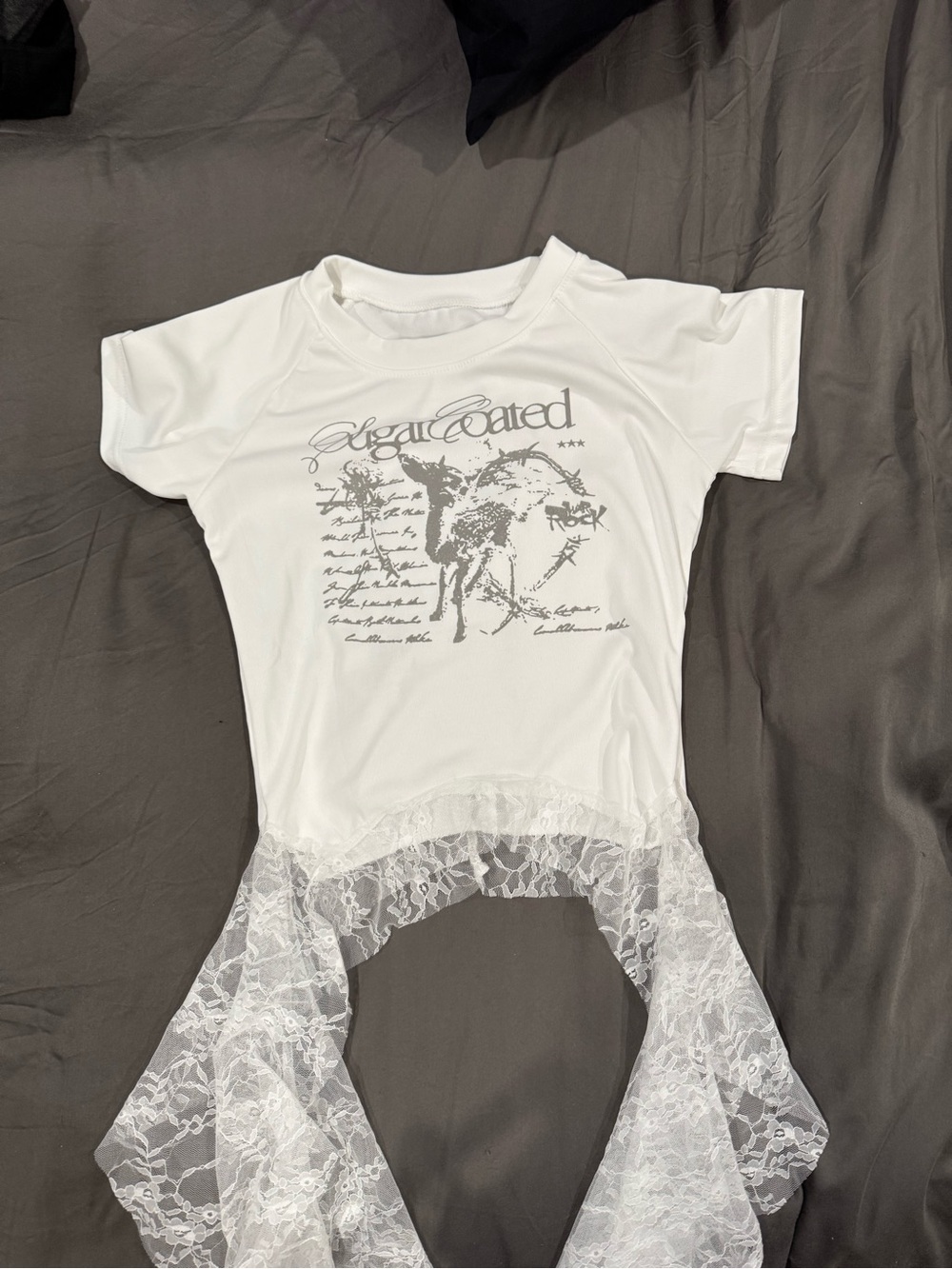 White Lace-Hem Graphic Tee - Picture 3 of 6